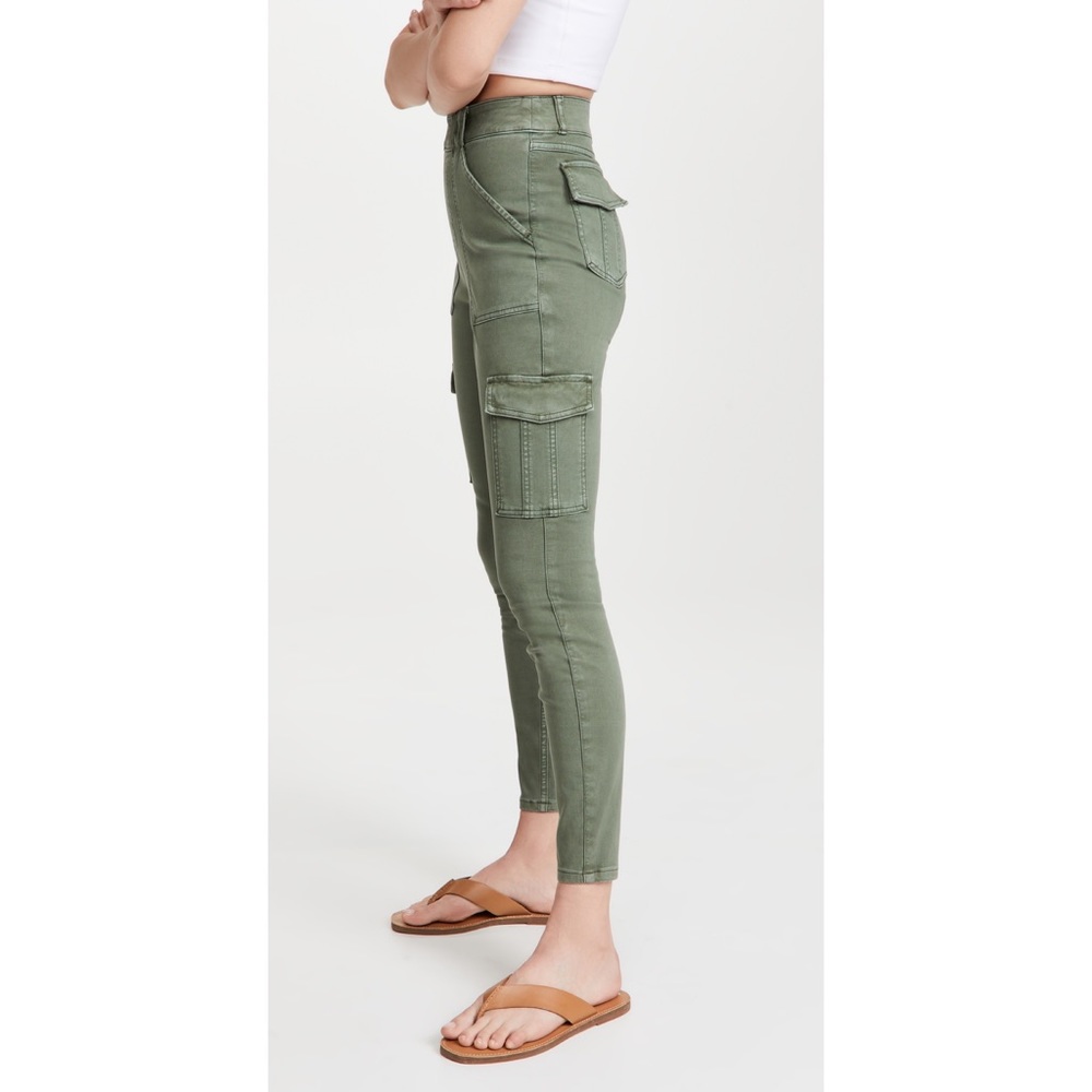 Spanx Pants Green Twill Cargo Legging Skinny Tummy Control Stretch Crop Size XS